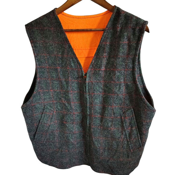 L L Bean Vintage Reversible Wool Vest Gray Mens Size XL - Picture 1 of 5